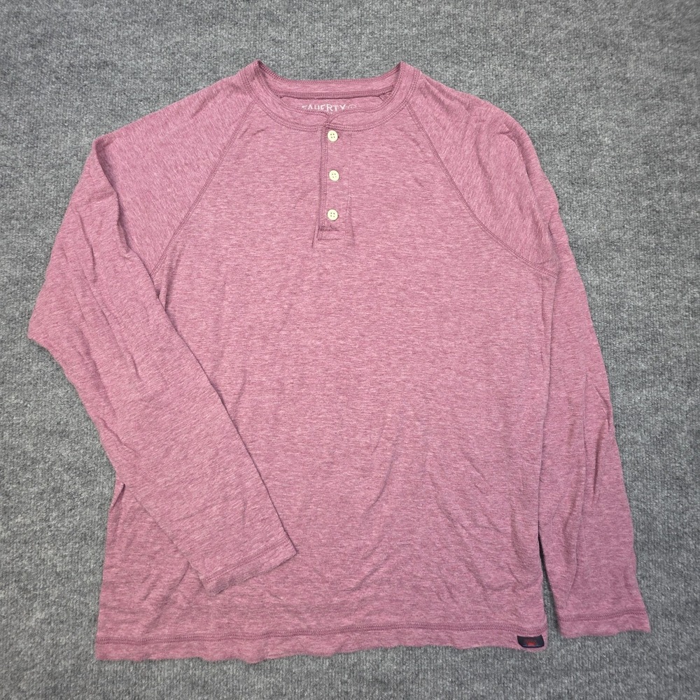 FAHERTY Cloud Cotton Blend Pink Long Sleeve Henley Shirt Men's Sz. Large
